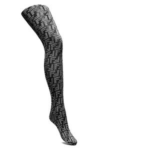 FENDI Double F Logo Metallic Tights Sz Medium NEW